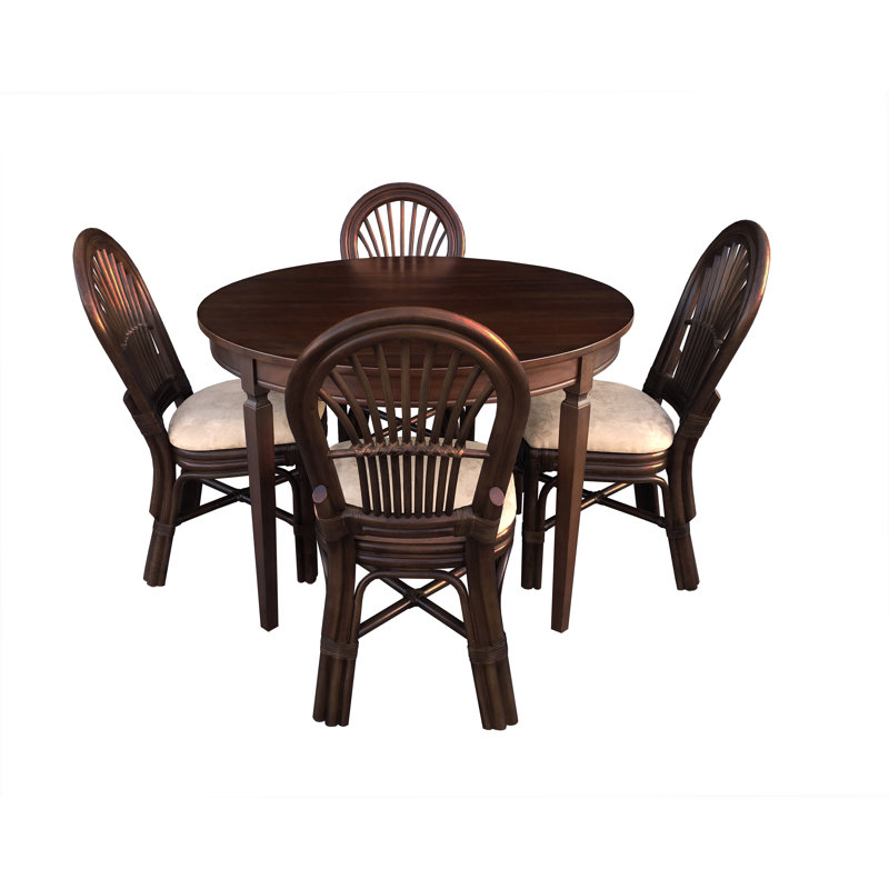 Rosanny 4 - Person Mahogany Solid Wood Top Four Leg Base Dining Set