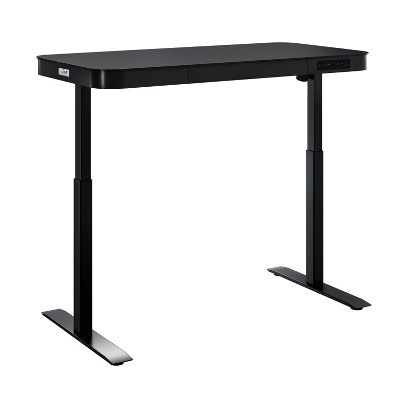 airLIFT 48" W Electric Adjustable Height Tempered Glass Desk, Black