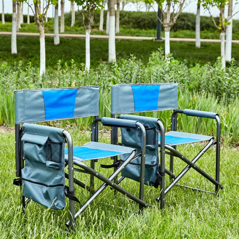 Chaise pliante avec design Space - 2 léger pour l'extérieur, rembourré surdimensionné bleu / gris