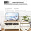 Meuble télé d'angle pouvant accueillir jusqu'à 50 po, console de divertissement avec tiroirs et compartiment de rangement ouvert pour le salon, blanc