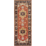 Tapis oriental en laine noué à la main bleu / orange / noir Serapi