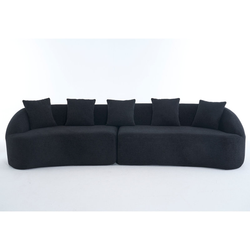 Canapé modulaire incurvé à compression noir, canapé-lit en chenille haute densité 30D pour appartement, salon L 110 po, Noir
