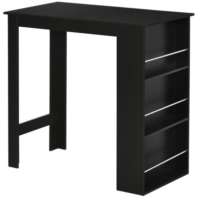 Modern Bar Table Counter Height Dining Table With 3 Storage Shelves For Kitchen, Dining Room, Living Room, Black
