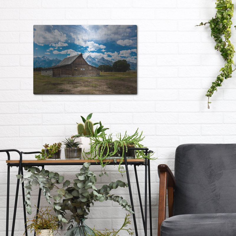 «Grand Teton Barn I» par Tim Oldford, art mural en métal luxueux, 16 po x 12 po