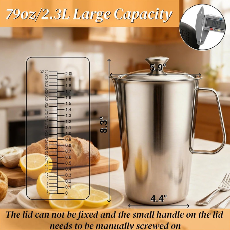 79oz/2.3L 304 Metal Measuring Cup with Marking&Handle