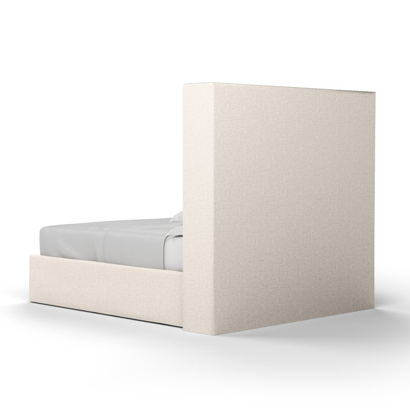 Kaiser Upholstered Wingback Bed, Twin, Plush Velvet Alabaster