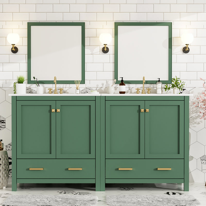 Bathroom Vanity Set with Double Vanities (Separate), Green