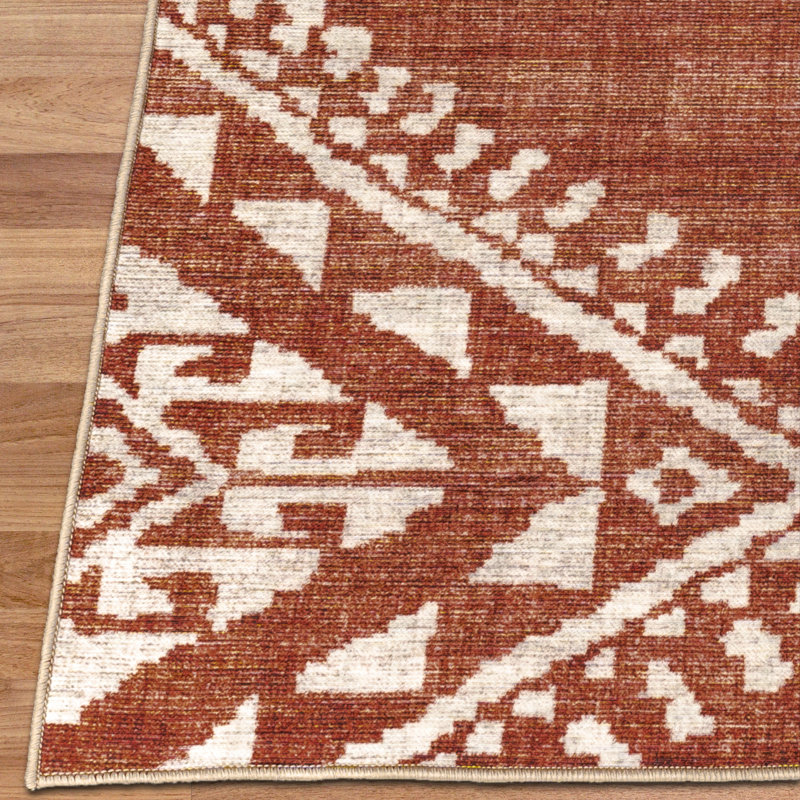 Tapis orange lavable à la machine Kentre Jax, Rectangle 6 pi x 8 pi, Orange