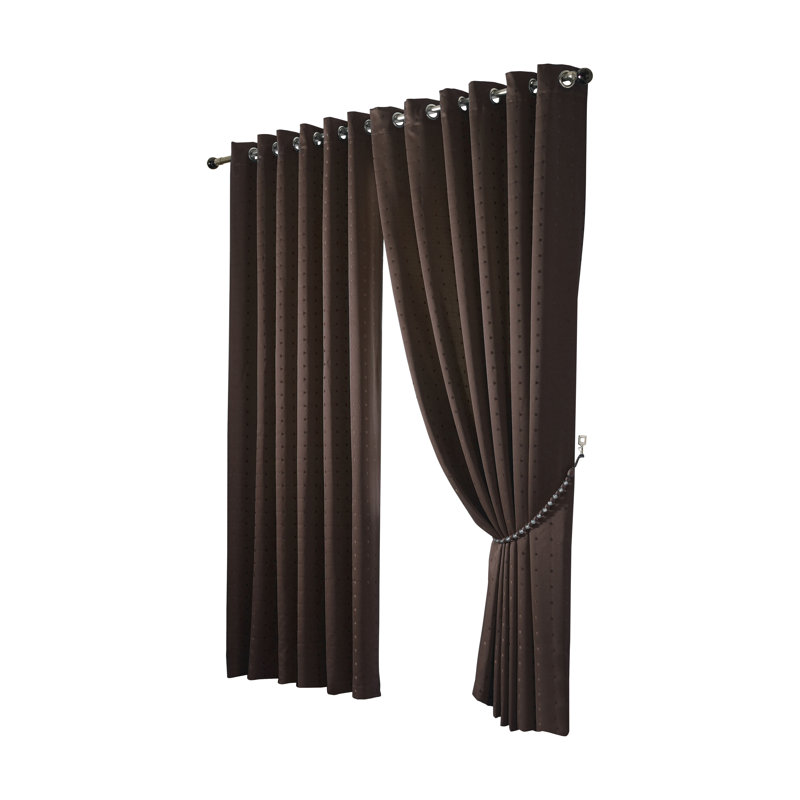 Norush Madison Eyelet Ring Top Curtains, Chocolate, 228 W x 274 D cm