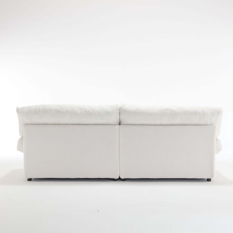Teddy Velvet Cloud Sofa, Soft Padded Couch for Living Room, Apartment & Small Spaces, White