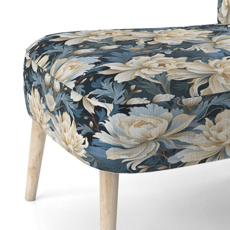 Chaise d'appoint rembourrée blanc et bleu