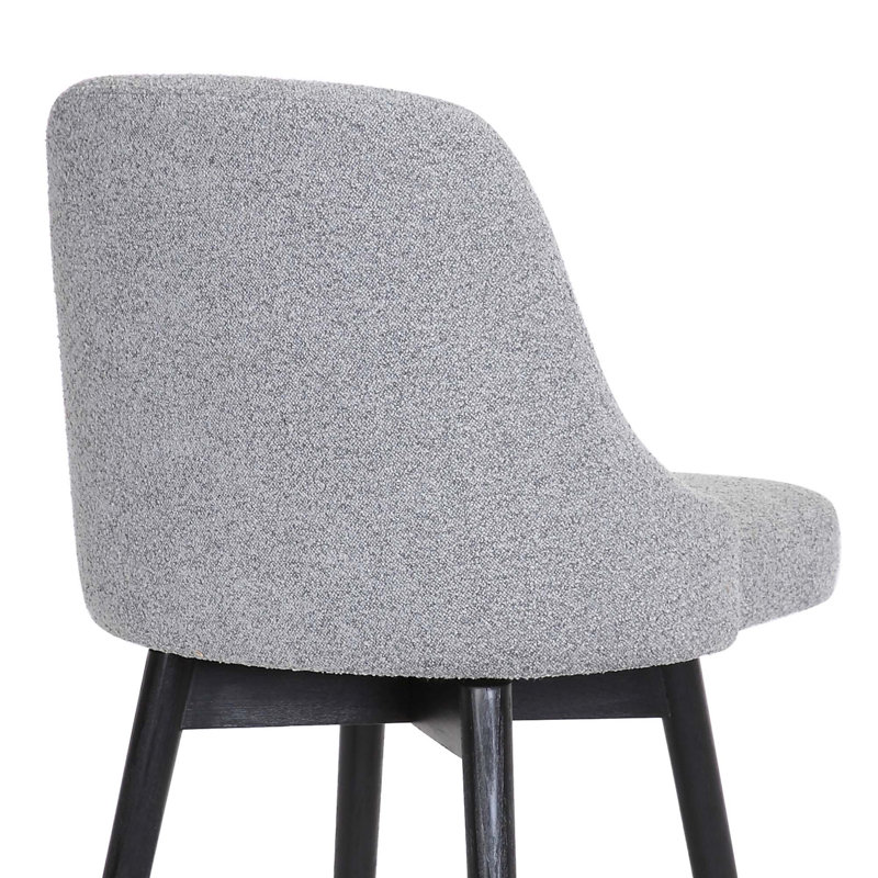 Ergonomic Swivel Counter Stool with Supportive Back, Light Grey Seat/ Black Frame