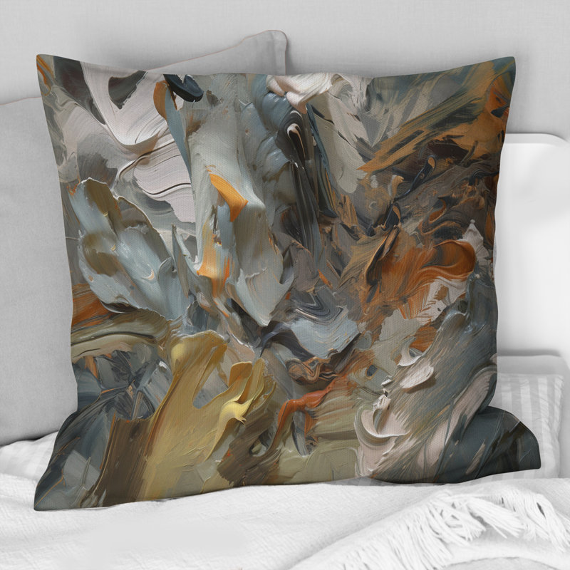 Autumn Jazz Abstract Expressionism - Coussin décoratif avec peinture abstraite