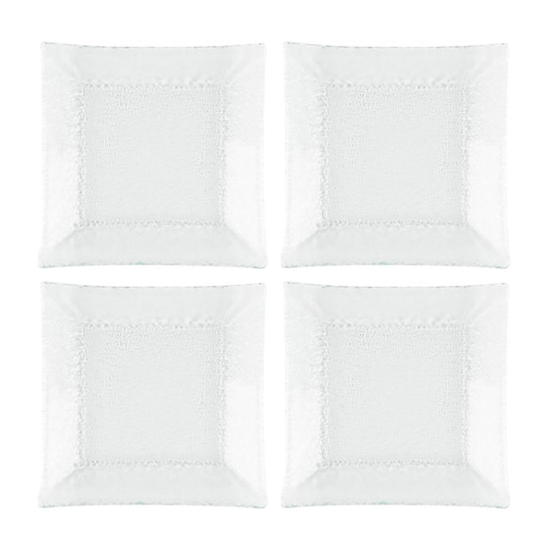 Ensemble de 4 assiettes carrées en verre transparent 6,25 po x 6 po