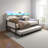 Twin Daybed With Trundle, With Sliding Barn Door Headboard And Charging Station & LED Light For Bedroom And Guest Room