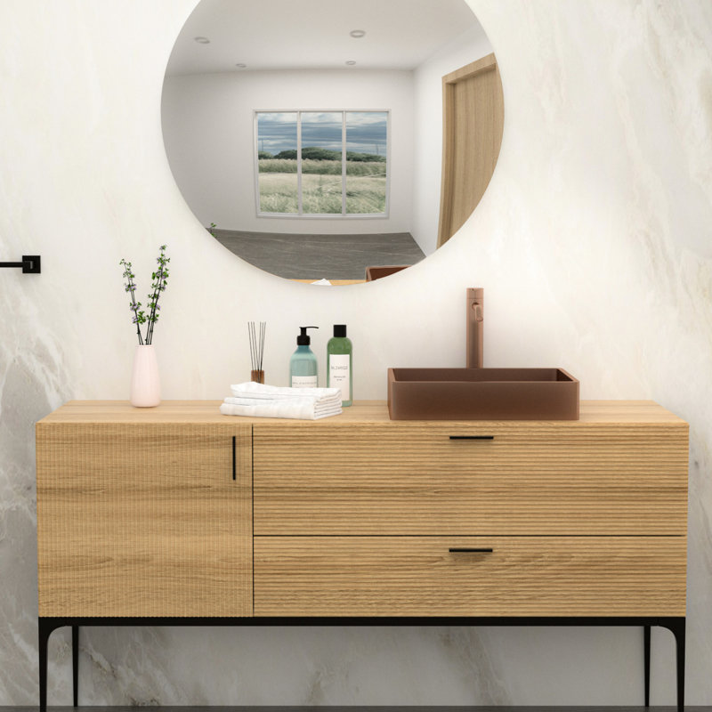 Lavabo pour salle de bain en or rose 19 po x 15 po - maintient un look frais grâce à la surface en acier inoxydable Nano