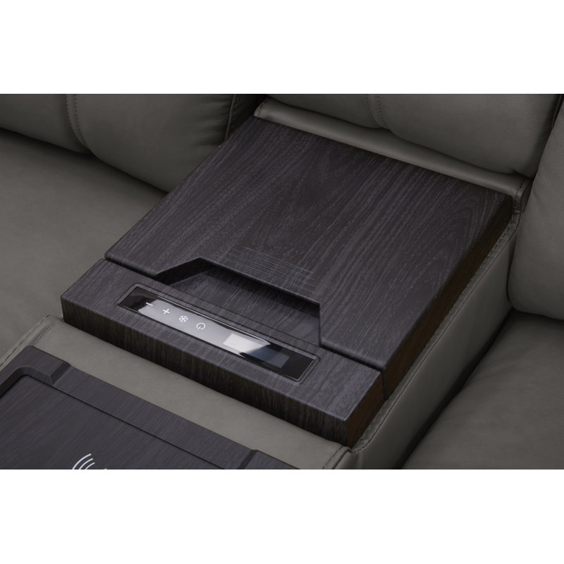 Harrison 80'' Leather Triple Power Reclining Console Loveseat, Butternut