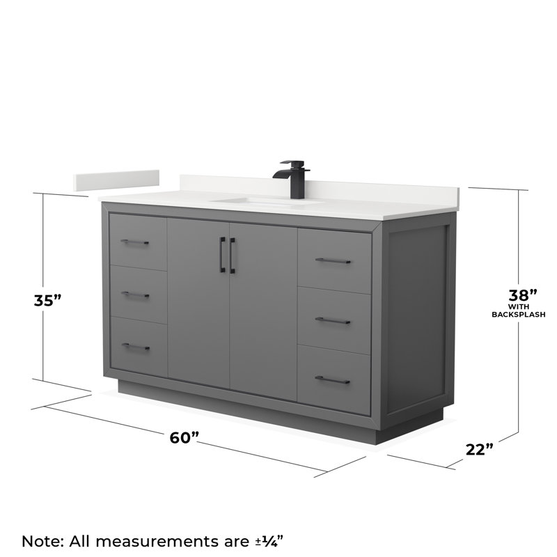 60 in. Single Vanity, WDX13356, Dark Gray, Matte Black