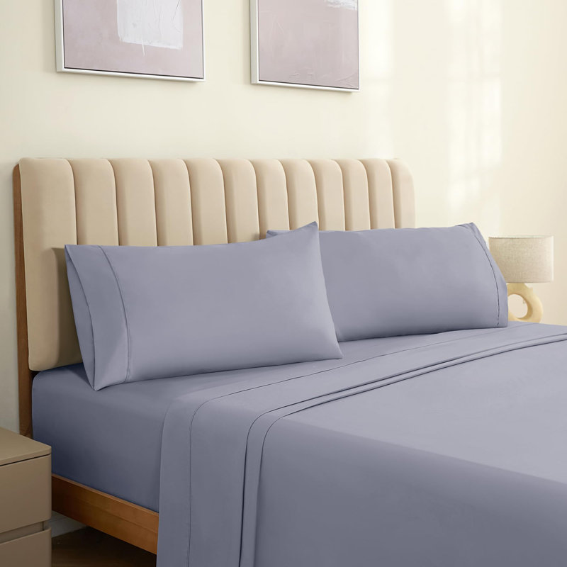 LuxClub 2 PC Light Grey Queen Performance Microfiber Solid Pillowcase Set, Light Gray, Queen Pillowcase