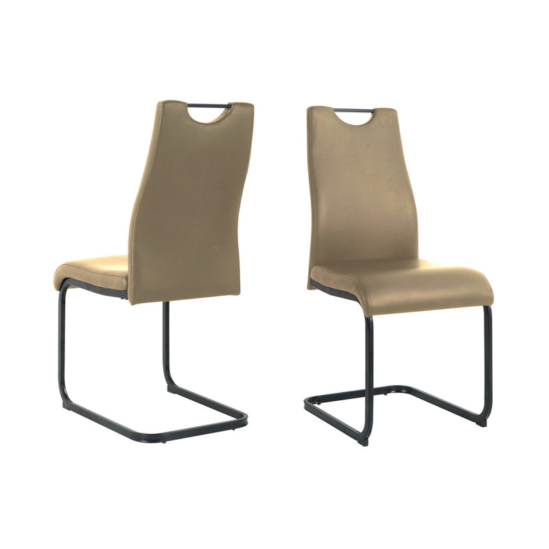 Stuhl 48cm H Upholstered Metal Cantilever Chair, Taupe