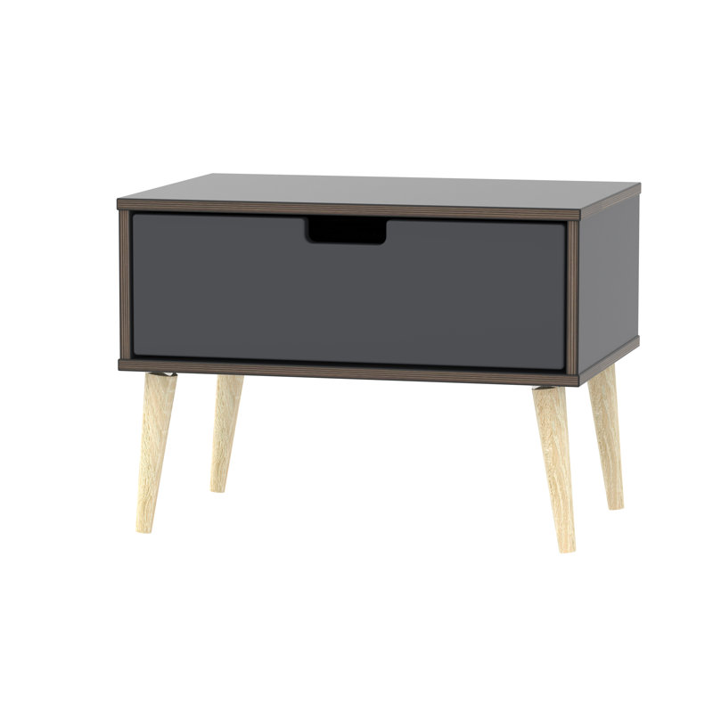 Fully Assembled Fairbury 1 Drawer Bedside Table, Oak/Graphite