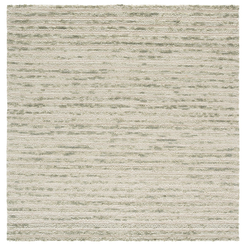 Ebony 755 Hand Tufted 80% Wool; 20% Cotton Striped Rug, 6' X 6' Square