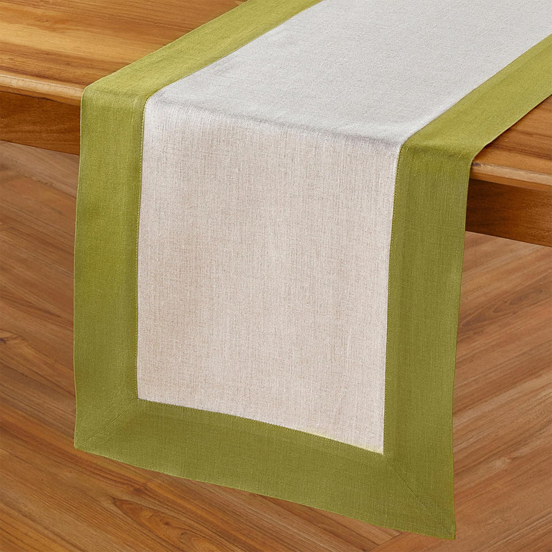 Linen Table Runners, 48" x 14", Avocado/Natural