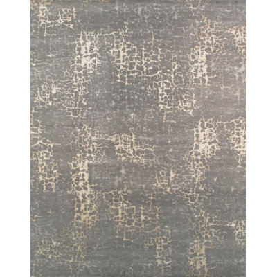 Hand Knotted Abstract Area Rug in Grey