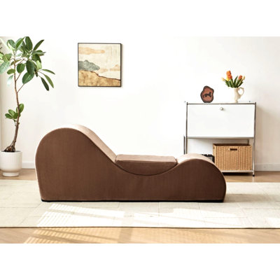Chaise longue ergonomique en brun - noyau en mousse haute pour le soutien, housse lavable à la machine