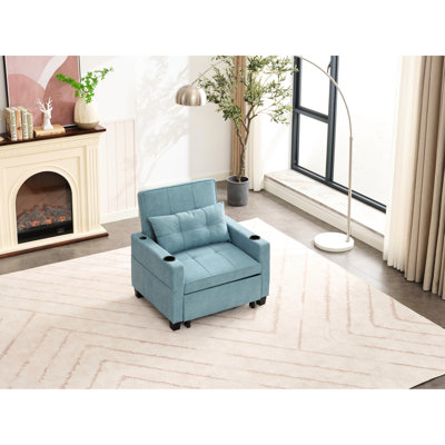 Futon-lit Scratch en tissu - 31 chaises convertibles, ports, angles inclinables réglables, tissu d'usure pour le salon, tissu, surface, poches latérales