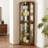 6 Shelf Curio Display Cabinet In Walnut, Lights & Mirrors, Adjustable Lights,-801753760