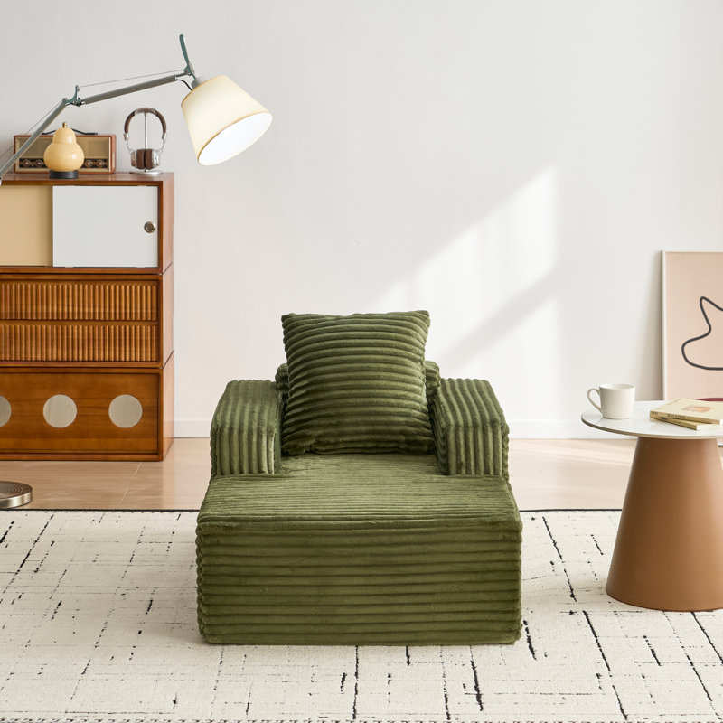 Méridienne 45 po Corduroy - Canapé Cloud, assise profonde, sans assemblage, pour salon chambre à coucher, Velours côtelé vert