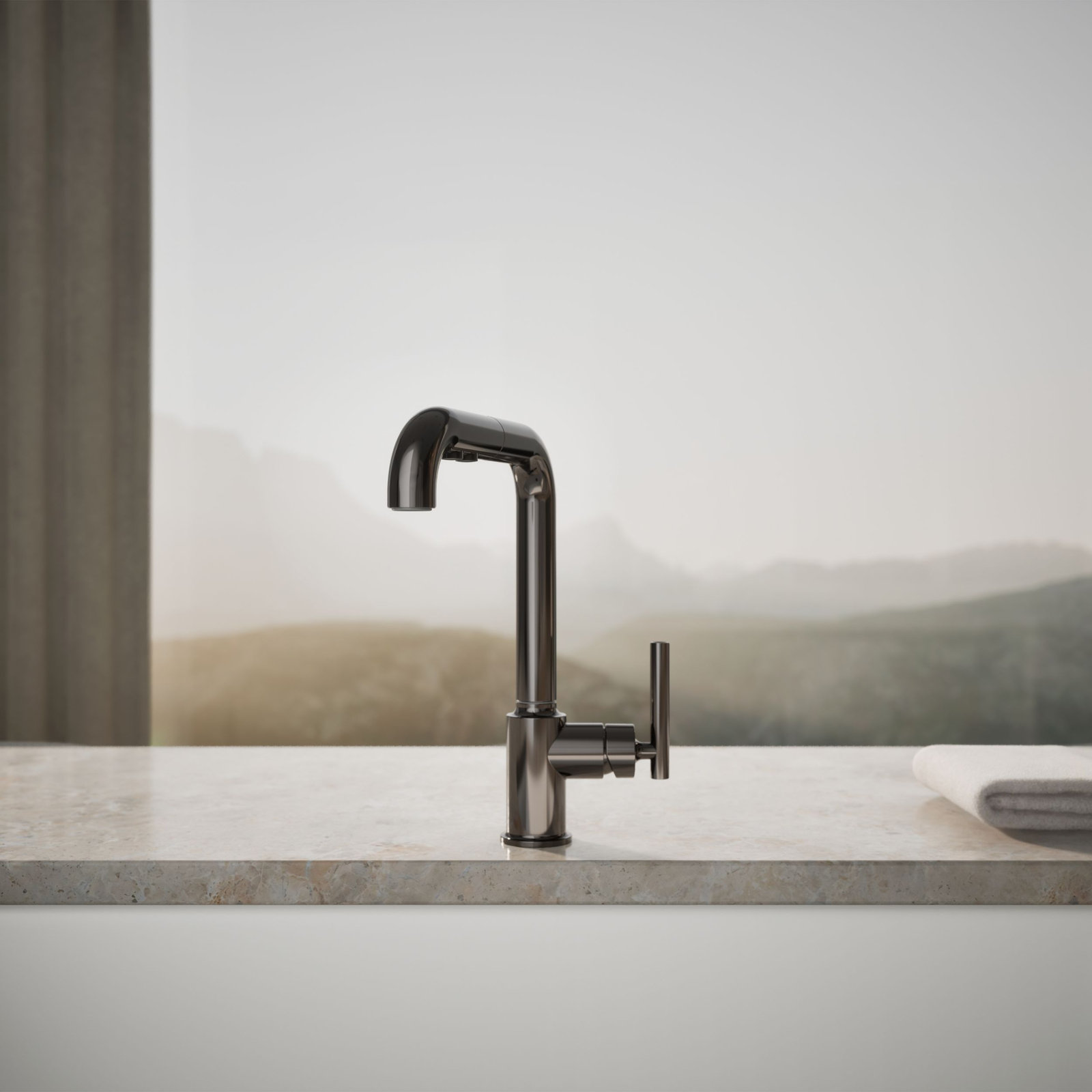 Purist Pull-Out Bar Faucet with Accessories, Titanium