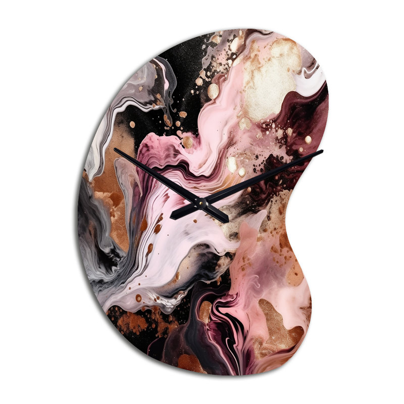 Horloge murale en forme de rose, horloge murale asymétrique abstraite, Grand