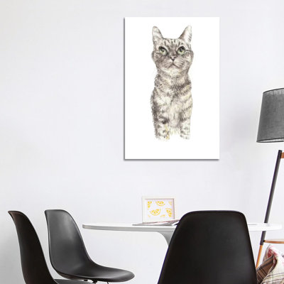 Concentrating Tabby 1 Piece Wrapped Canvas Painting
