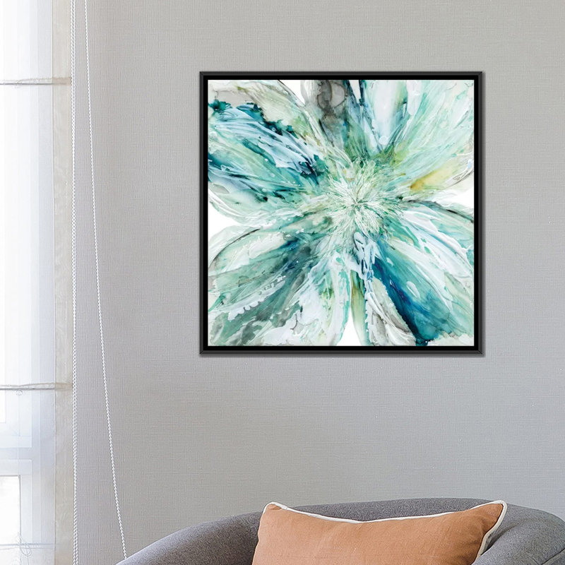 « fleur bursts », reproduction sur toile, H 18 po x l 18 po x P 1,5 po, Toile avec cadre noir, Pas de tapis