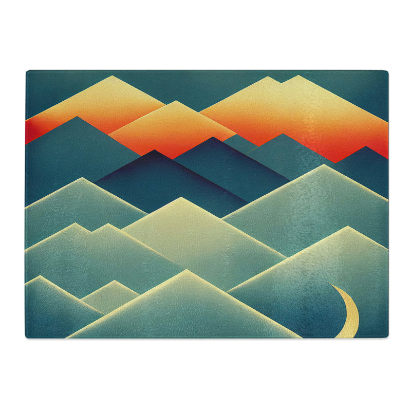 Exclusive Abstract Mountains  Glass Chopping Board