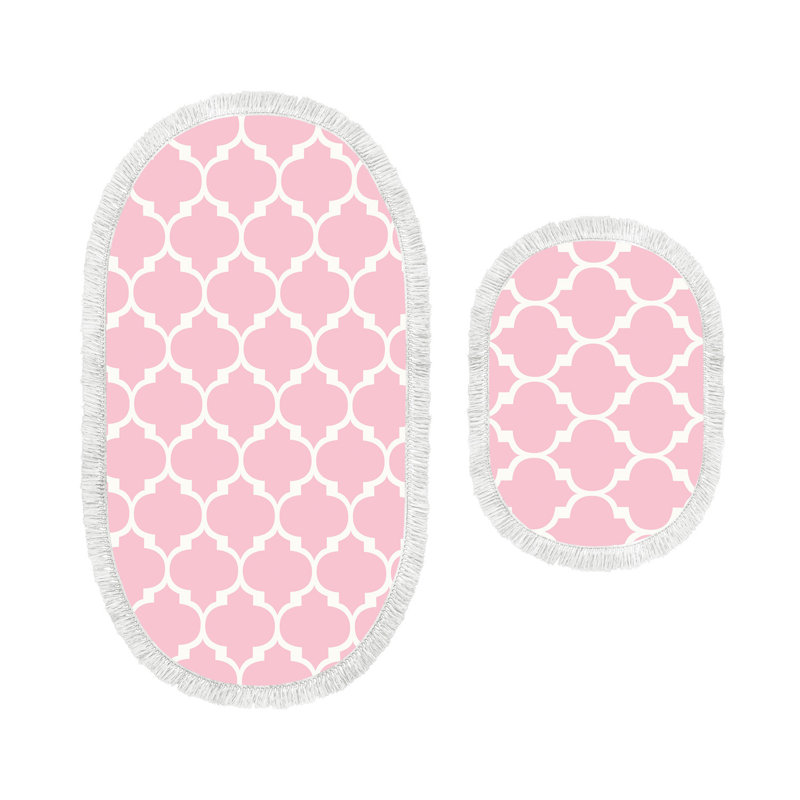 Ensemble de tapis de bain 2 pièces Franklyn, Rose / blanc