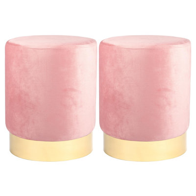 Harbour Housewares - Round Velvet Pouffes - 29 x 36cm