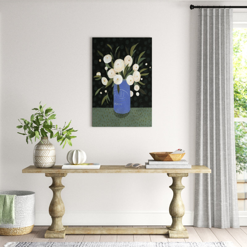Mason Jar Bouquet I by Emma Scarvey - Painting Print, 122cm H x 81cm W, Black Floater Framed