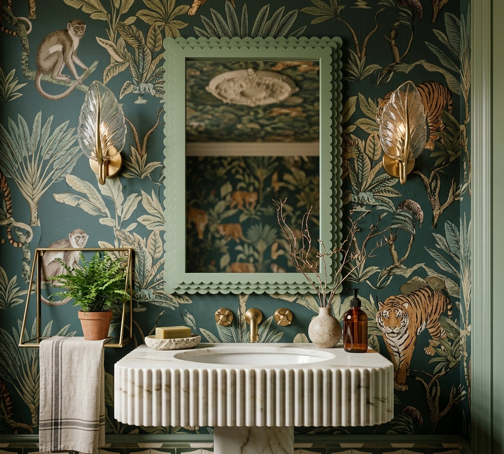 Pastel Scallop Mirror Blue, Green