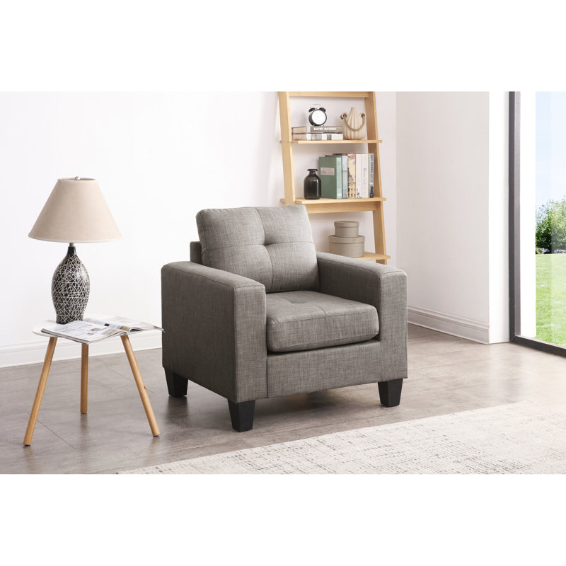Fauteuil club gris pour une soirée de détente - H 36 po x l 35 po, avec accoudoirs, assemblage requis, profondeur d'assise de 25 po