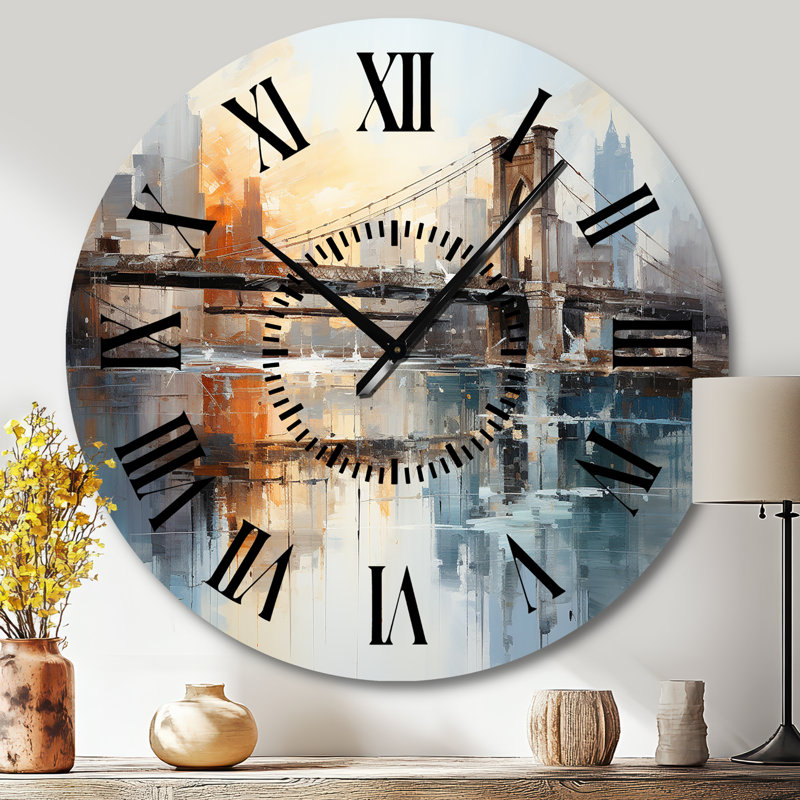 Horloge murale Beige Bridge Reflections Connections - Architecture, Grand