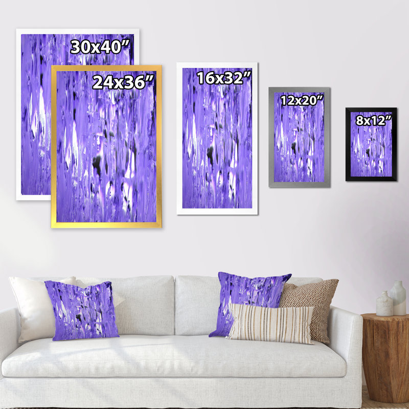 Mauve et blanc abstrait - œuvre d'art moderne et contemporaine sur toile, Cadre photo noir, H 32 po x l 16 po x P 1 po