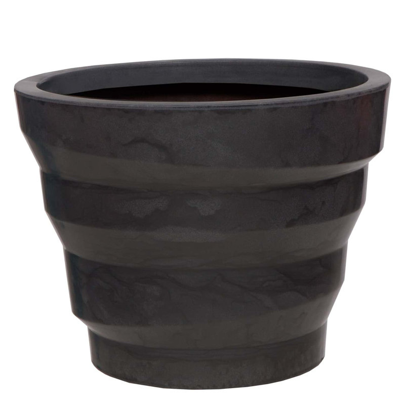 Kaegen ECOBO EcoFriendly Round Pot Planter, Dune Indoor Outdoor Use, Four Season Use, Dark Gray, 19.7" H x 25.6" W x 25.6" D