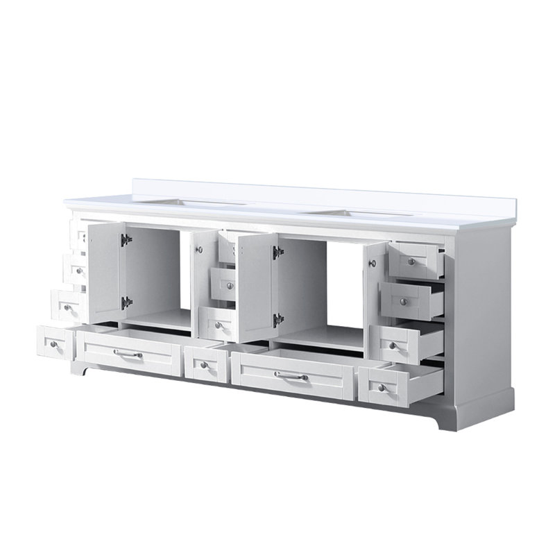 Double Bath Vanity with White Quartz Top, White