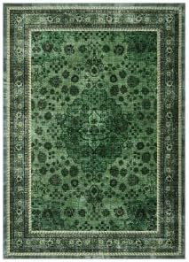 Tapis de salon vert à poils courts, lavable et à motif floral, 2,74 m x 3,66 m (9 pi x 12 pi), antidérapant