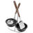 Kitchen 2-Bowl Black Ceramic Spoon Rest