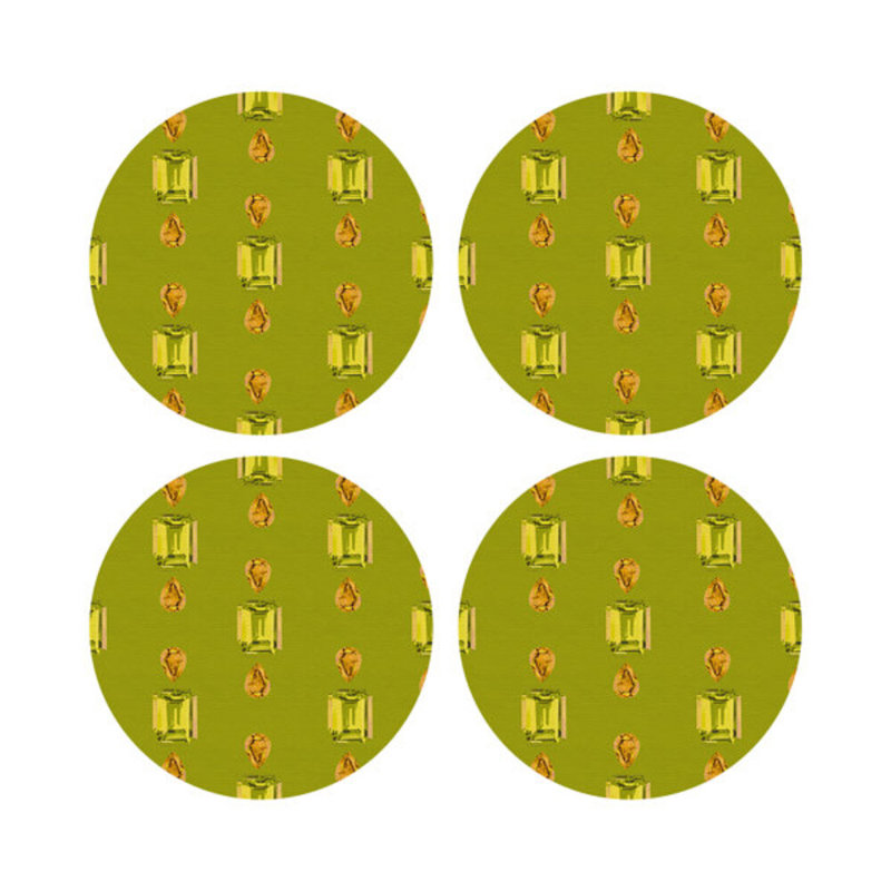Vegan Leather Round Placemats, Peridot, Acid