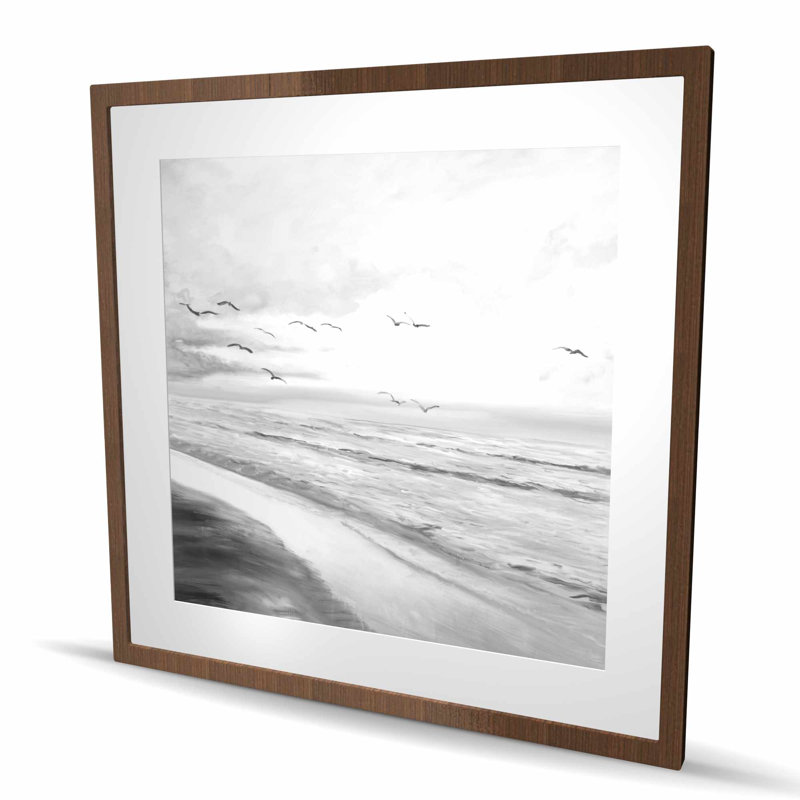 Coucher de soleil tropical monochrome - impression de plage encadrée